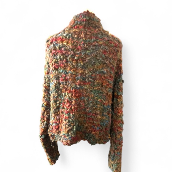 Vintage 70’s Multicolor Textured Women's chunky Sweater handmade size small - Picture 3 of 6